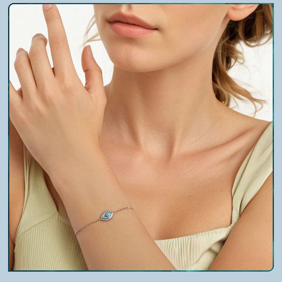 Sterling Silver Evil Eye Bracelet for Women”