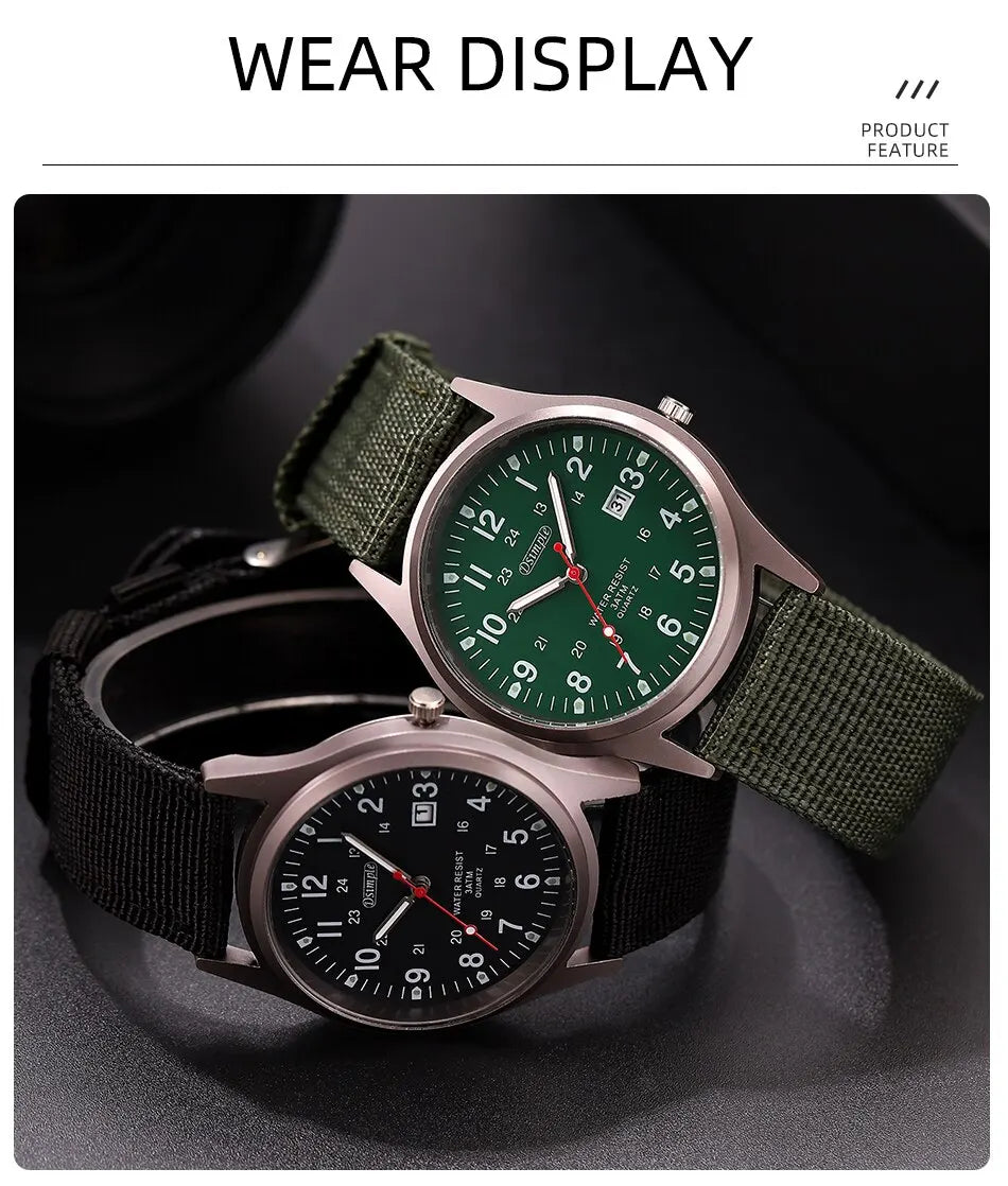 Men's Luxury Military Quartz Watch, Luminous Hands