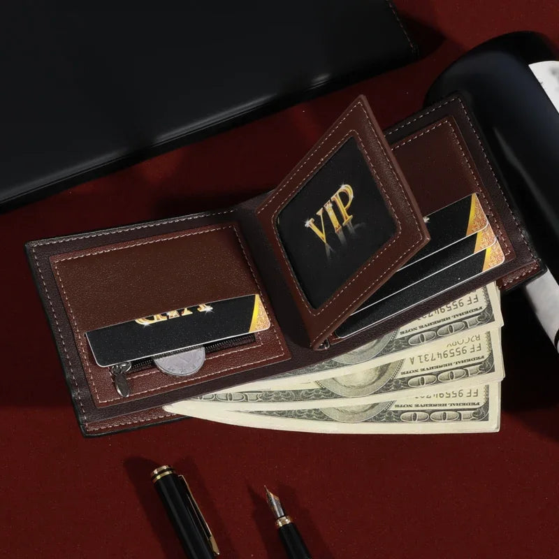 Luxury Synthetic Leather Short Wallet with Card Slots