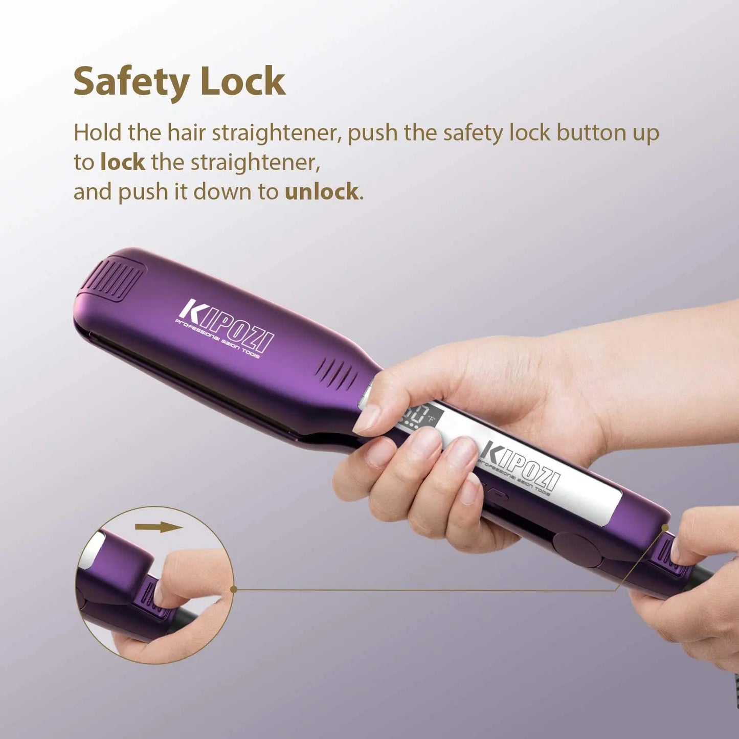 KIPOZI Professional Titanium Flat Iron – LCD Hair Straightener