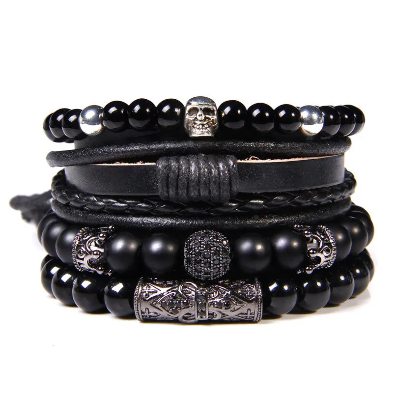 “Men’s Multilayer Wooden Bead Bracelet