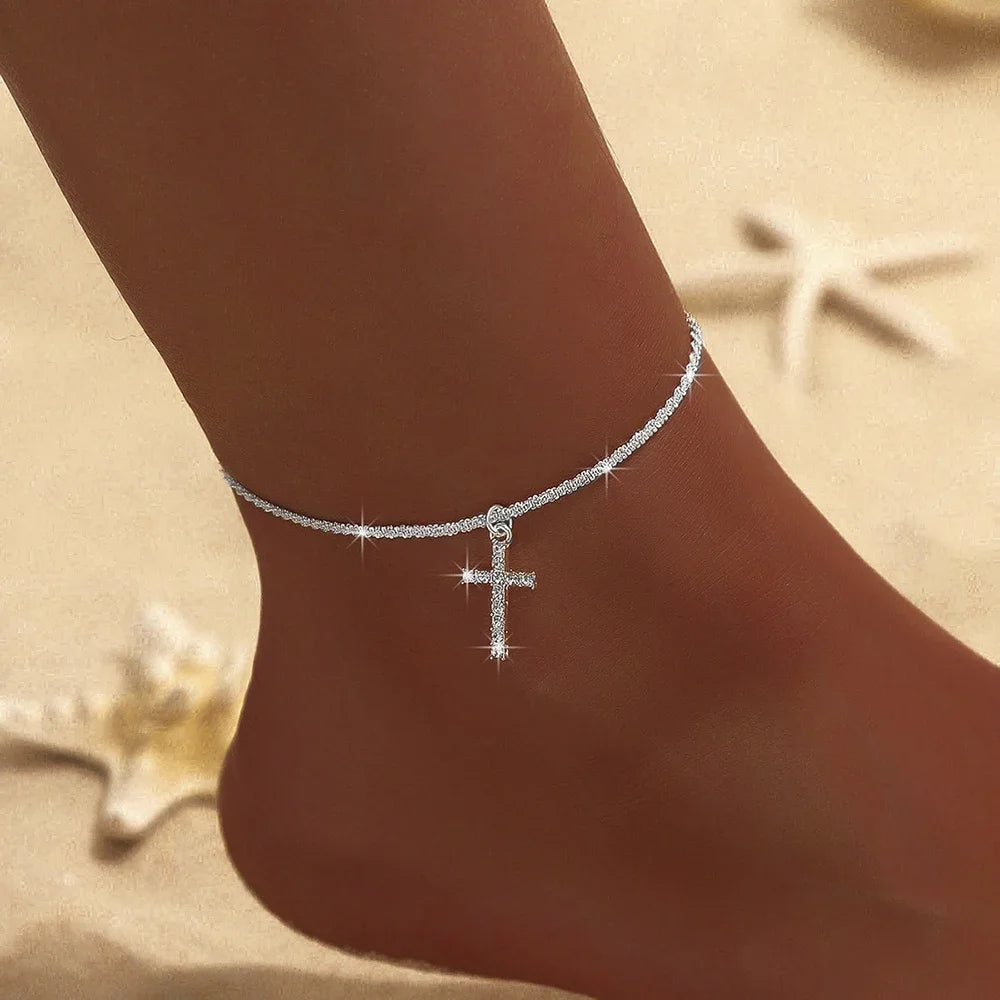1/2PCS Simple Silver Anklet, Elegant Beach Jewelry