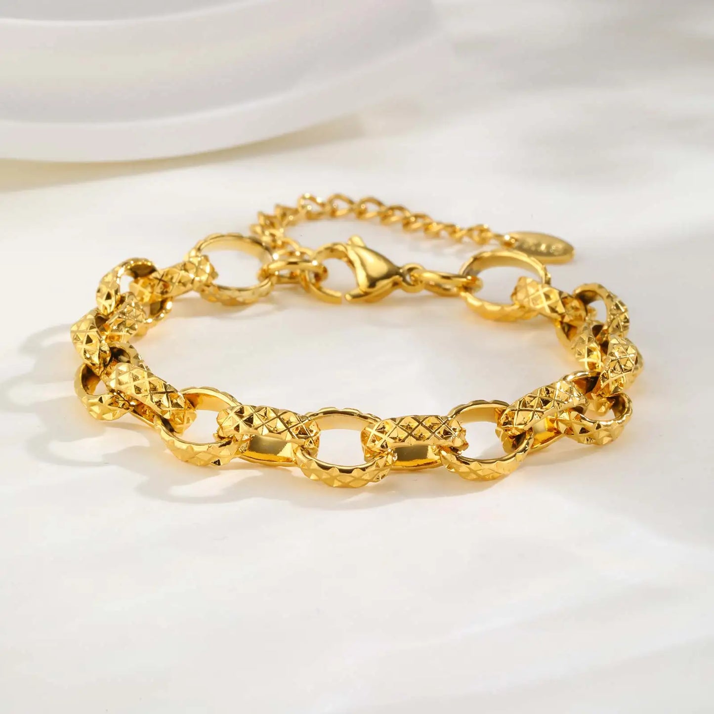 18K Gold-Plated Chunky Stainless Steel Bracelet