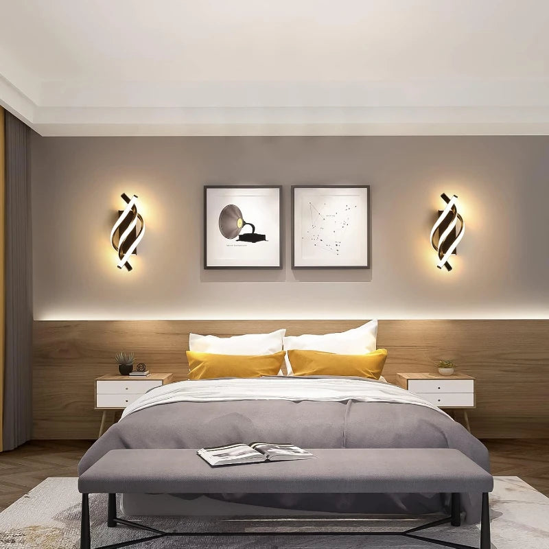Curved Spiral LED Wall Lamp for Bedroom & Living Room