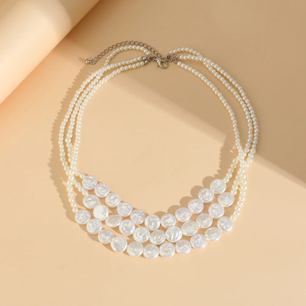 Elegant Pearl Multi-layer Gold Choker Necklace