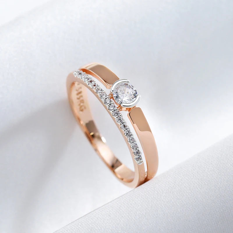 Kinel Rose Gold Slim Zircon Ring”