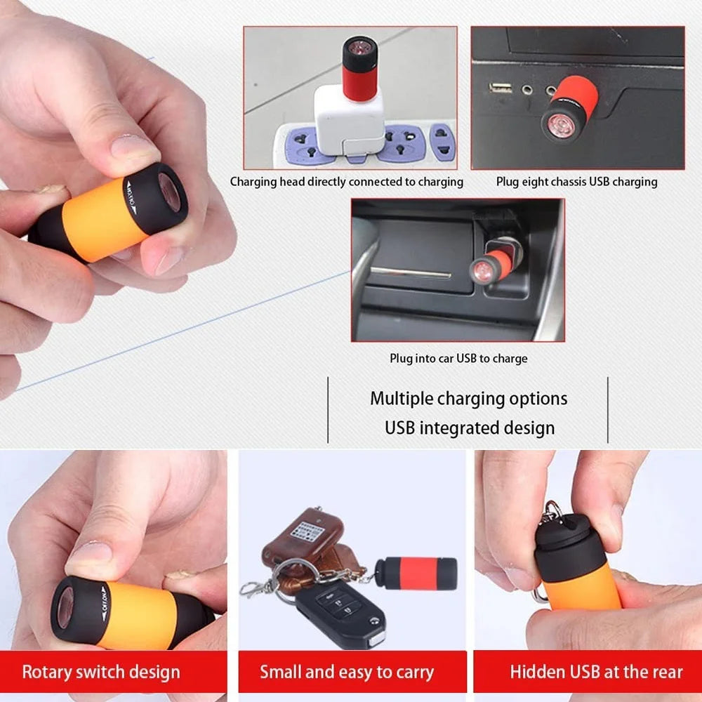 Mini USB Keychain Flashlight – Portable Waterproof LED