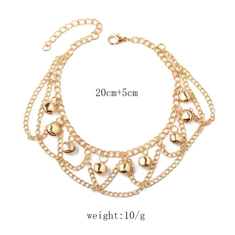 Boho Beach Anklet with Bells & Tassels
