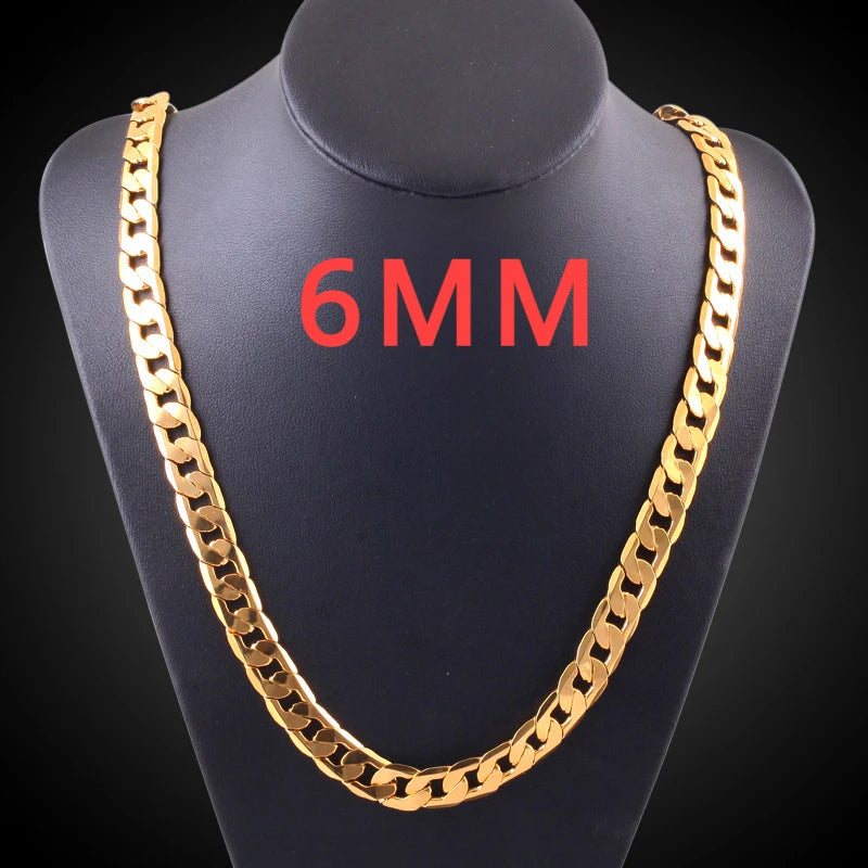 925 Silver 18K Gold Cuban Chain Necklace