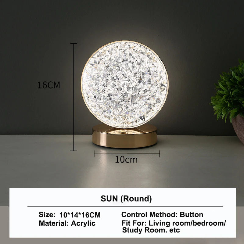 3D Crystal Moon Lamp – Touch Control LED Night Light