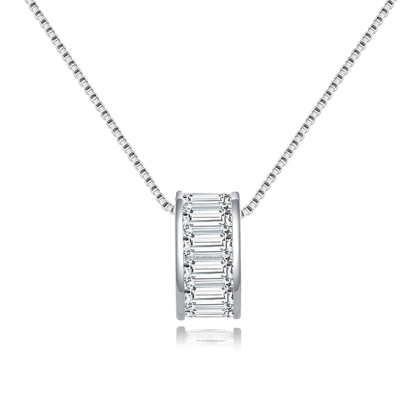 925 Silver Round CZ Pendant Necklace