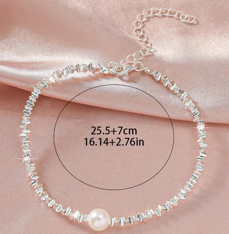 1/2PCS Simple Silver Anklet, Elegant Beach Jewelry
