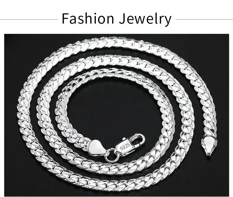 925 Silver 18K Gold Sideways Figaro Chain Necklace