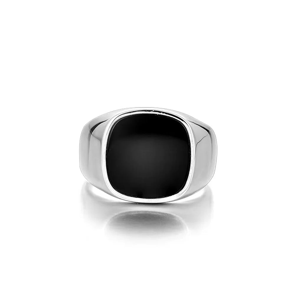 Black Glaze Square Ring for Men