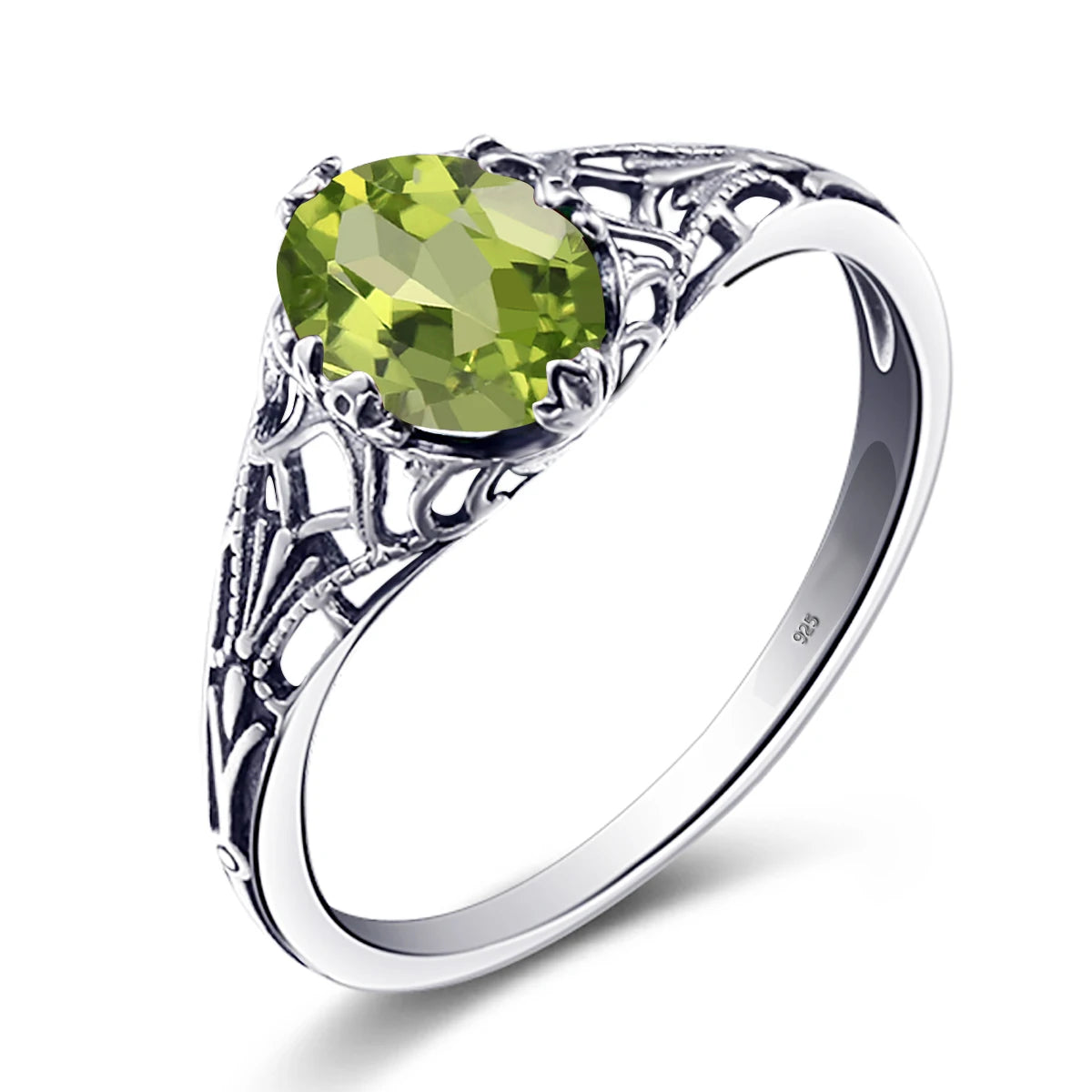 Real 925 Sterling Silver Oval Red Garnet Ring