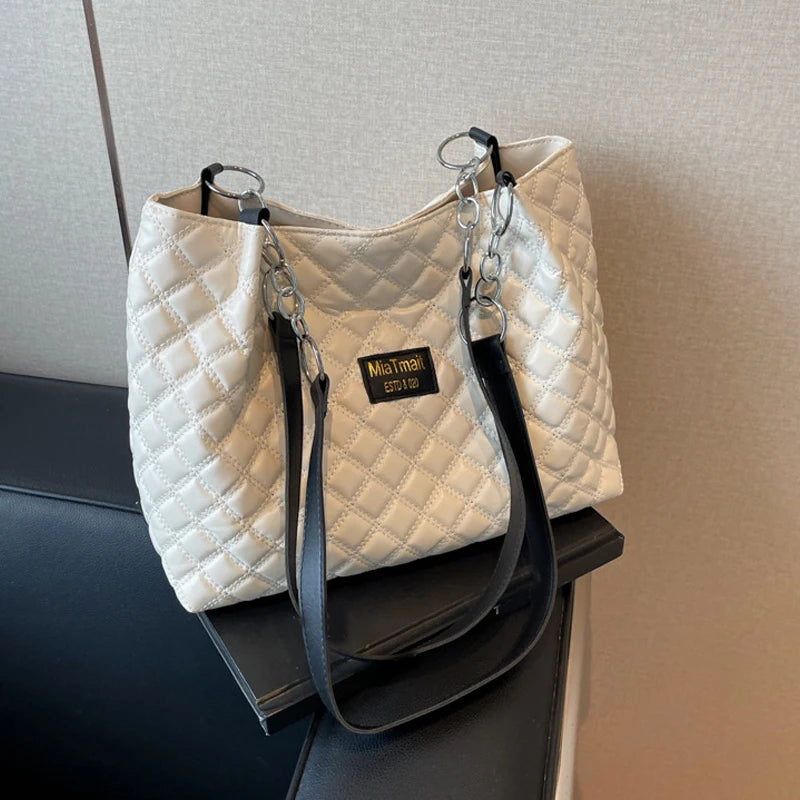 Quilted PU Large Shoulder Bag