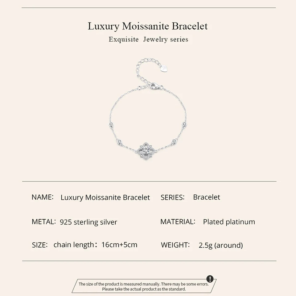 “0.5CT Moissanite Sterling Silver Bracelet for