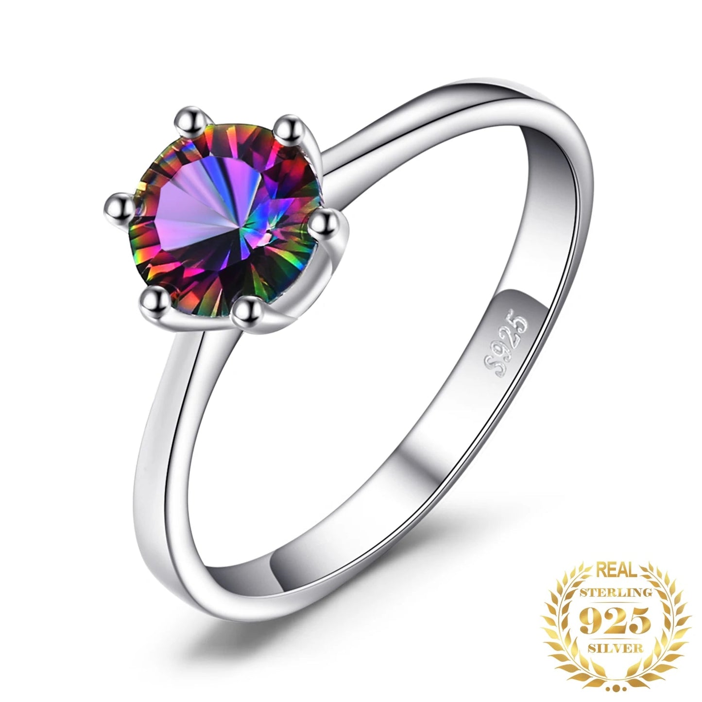 JewelryPalace 925 Silver Rainbow Mystic Quartz Ring
