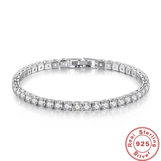 “Lihong S925 Silver Zirconia Tennis Bracelet 4mm