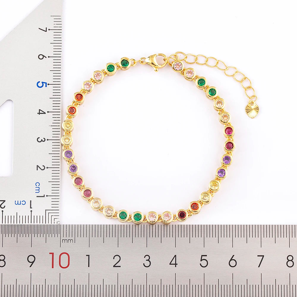 Nidin 6 Colors Shiny Crystal Bracelet For Women Rhinestone Zircon Charm Wrist Adjustable Bangles Girls Exquisite Jewelry Gift