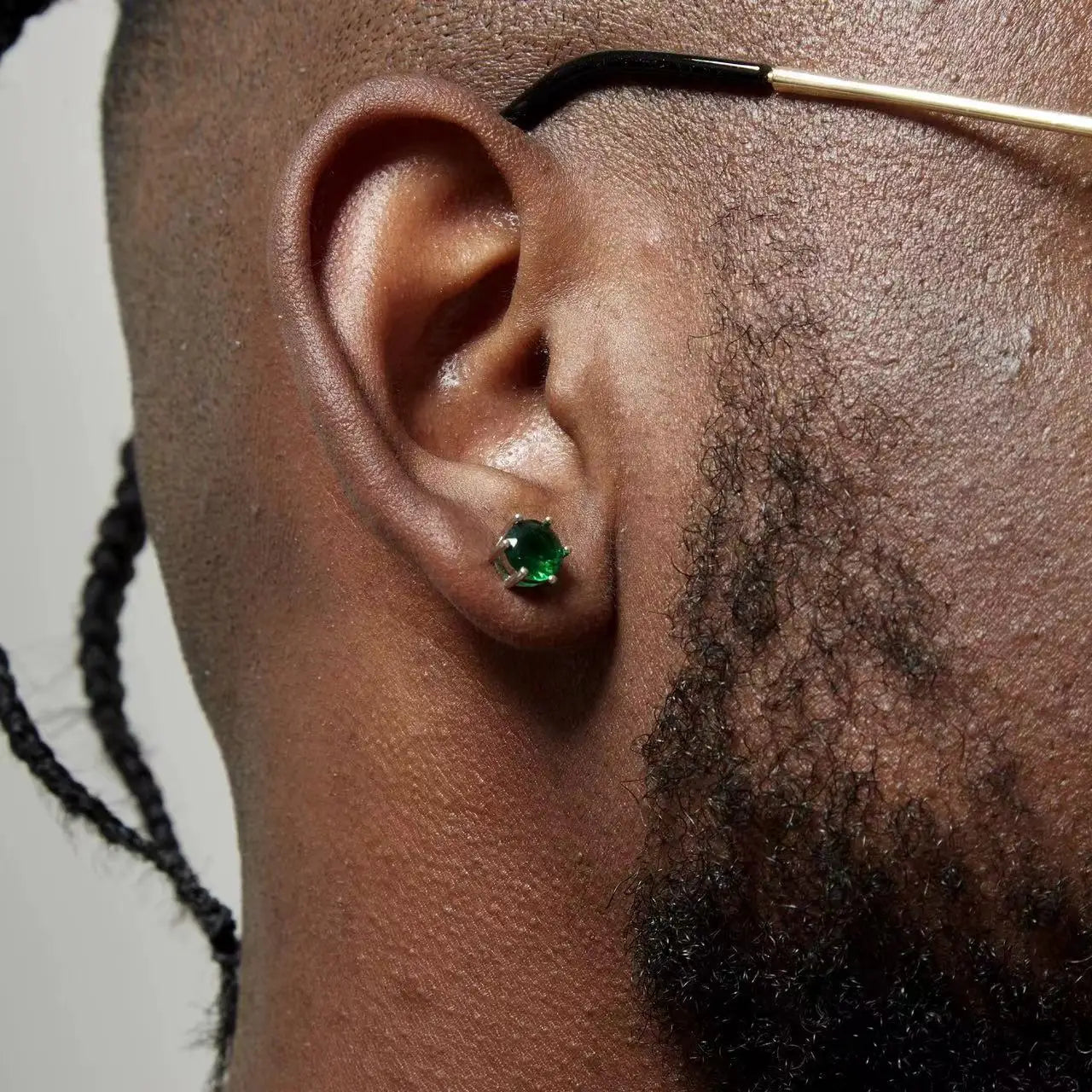 Green Crystal Zircon Earring Men