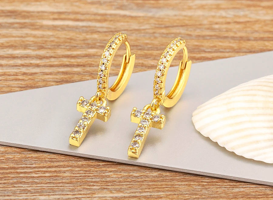 "Gold Zircon Alphabet Hoop Earrings A–Z – Fashion Jewelry Gift