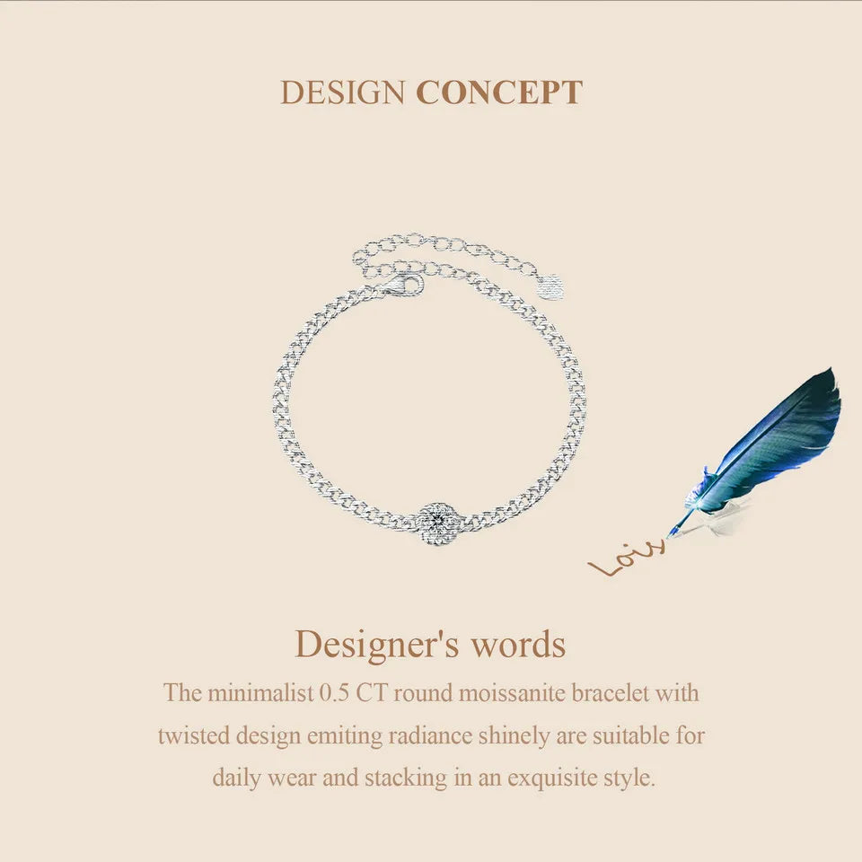 “White Gold Plated Moissanite Sterling Silver Bracelet”