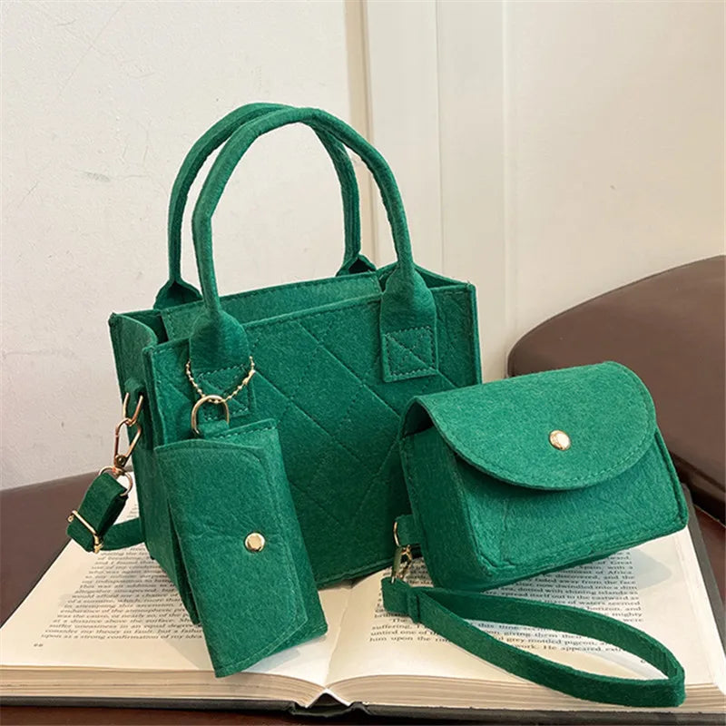 Stylish Solid Color Crossbody & Shoulder Bag Set