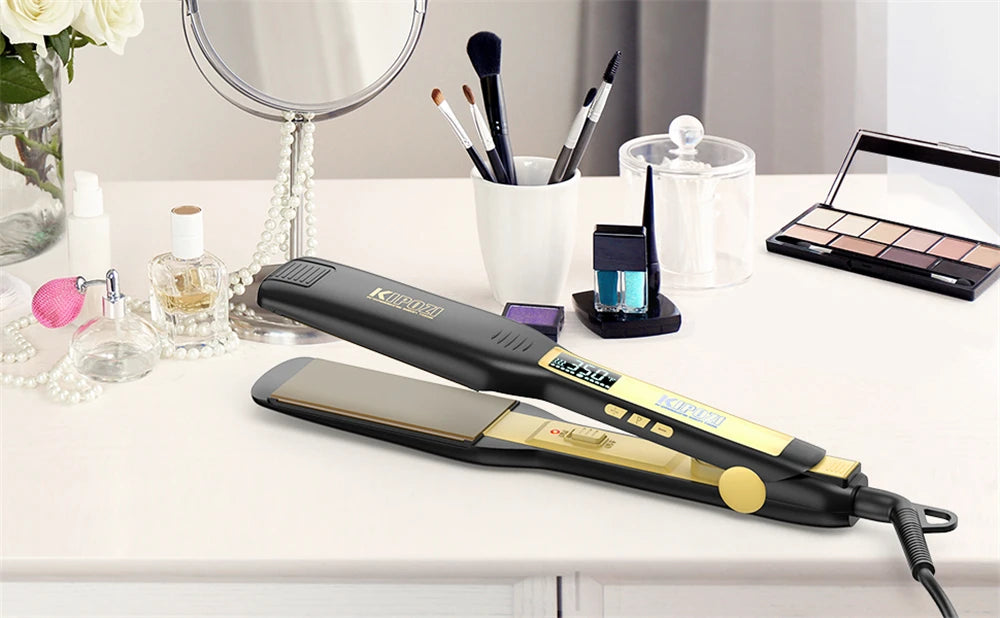 KIPOZI Professional Titanium Flat Iron – LCD Hair Straightener