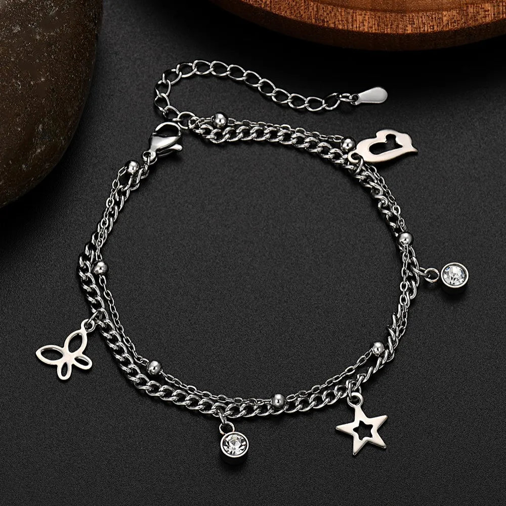 “18K Gold S925 Silver Charm Pendant Bracelet