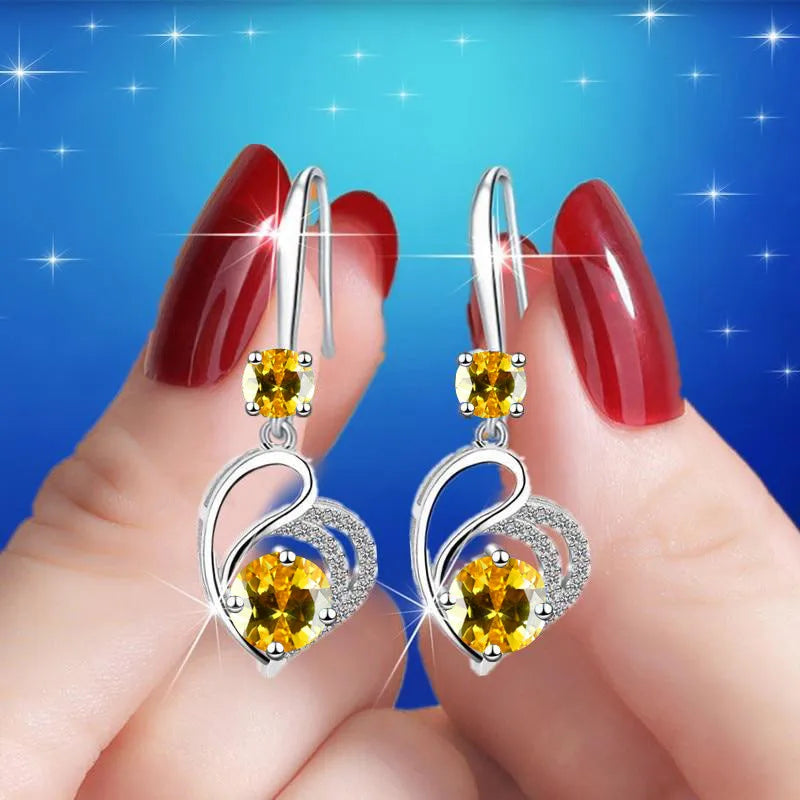 Cute Blue Heart Drop Earrings – Classic Wedding Jewelry