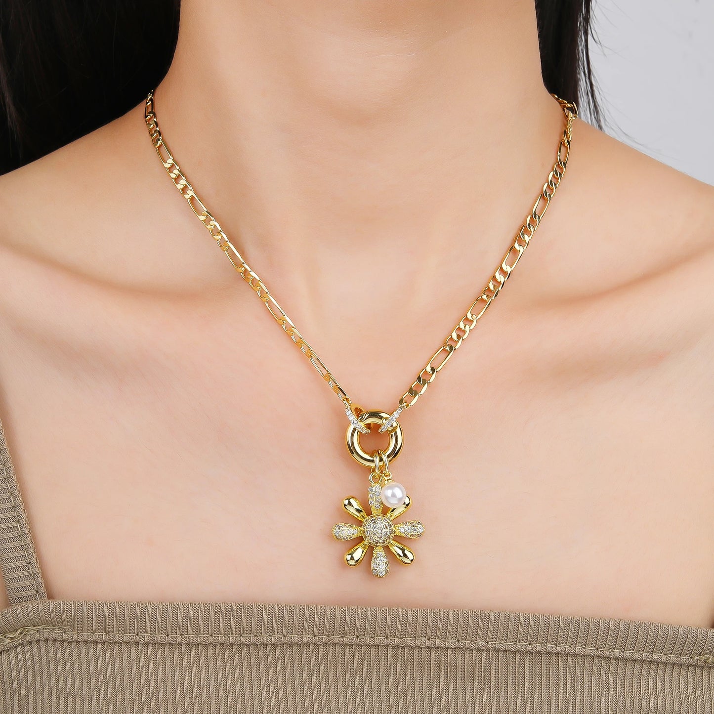 Sunflower Zirconia Pendant Necklace