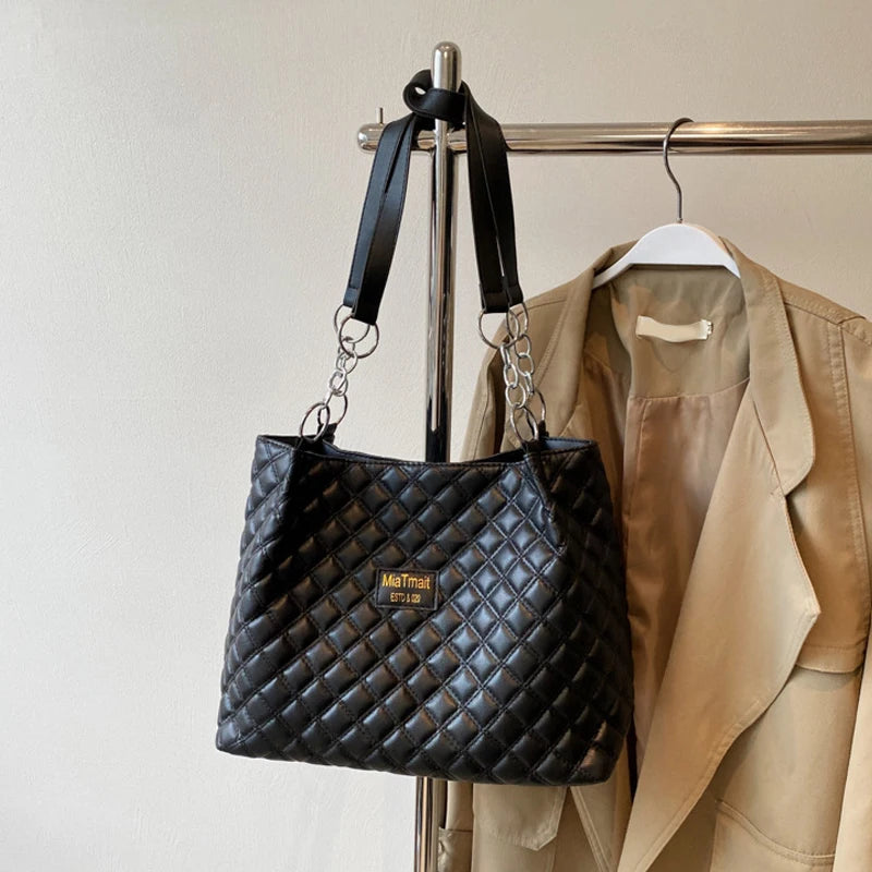 Quilted PU Large Shoulder Bag