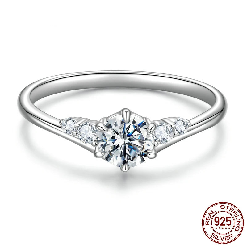 Bamoer Moissanite Ring with Five Graduated Stones”