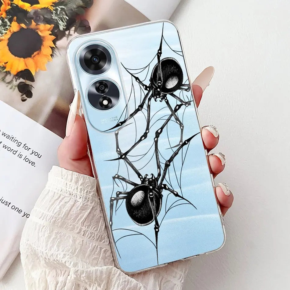 Elegant Floral Cat TPU Cover – OPPO A60