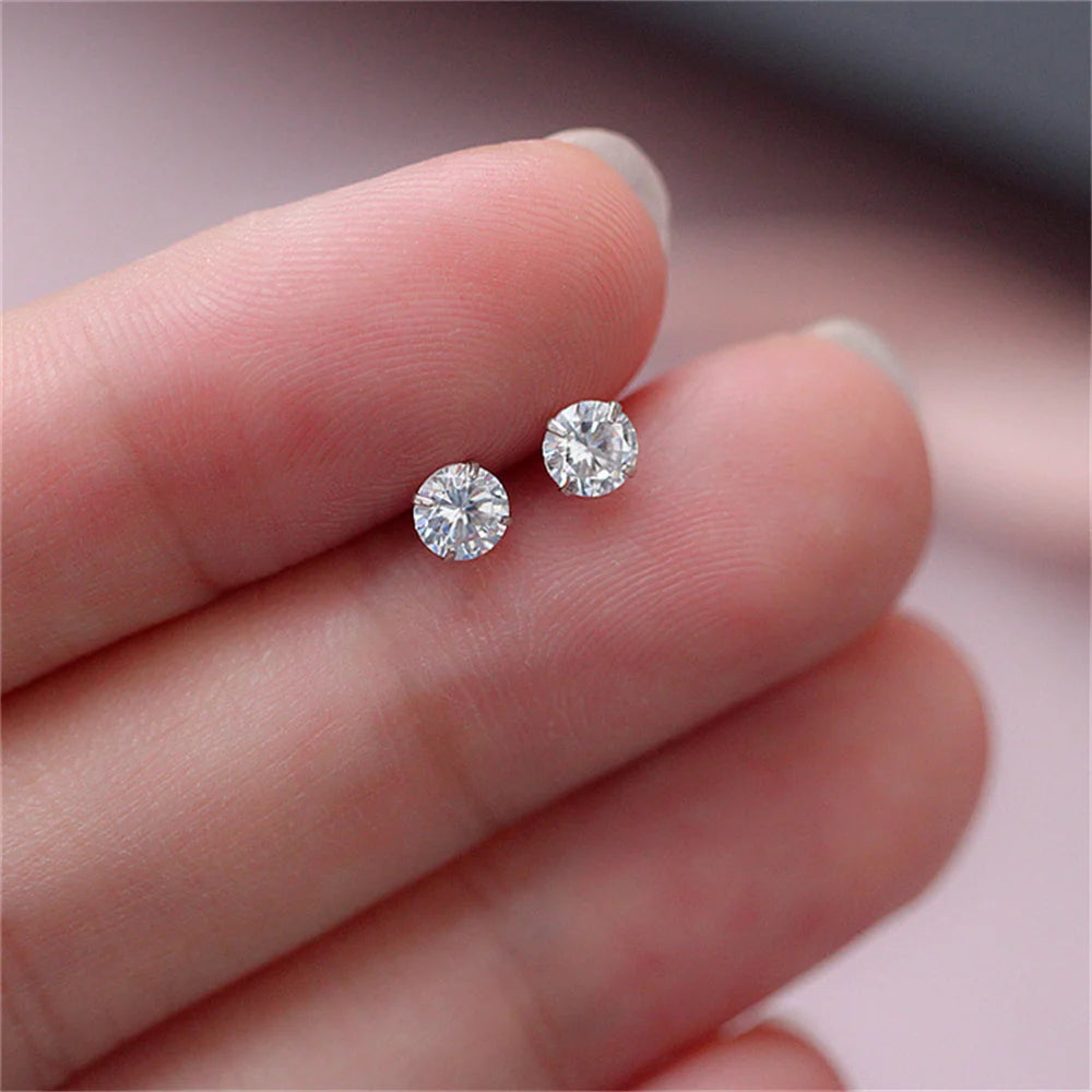 Men’s Zircon Silver Stud Earrings