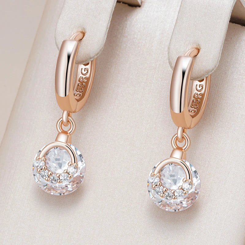 585 Rose Gold White Zircon Drop Earrings