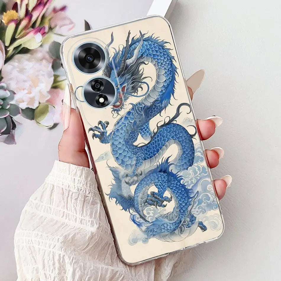 Elegant Floral Cat TPU Cover – OPPO A60