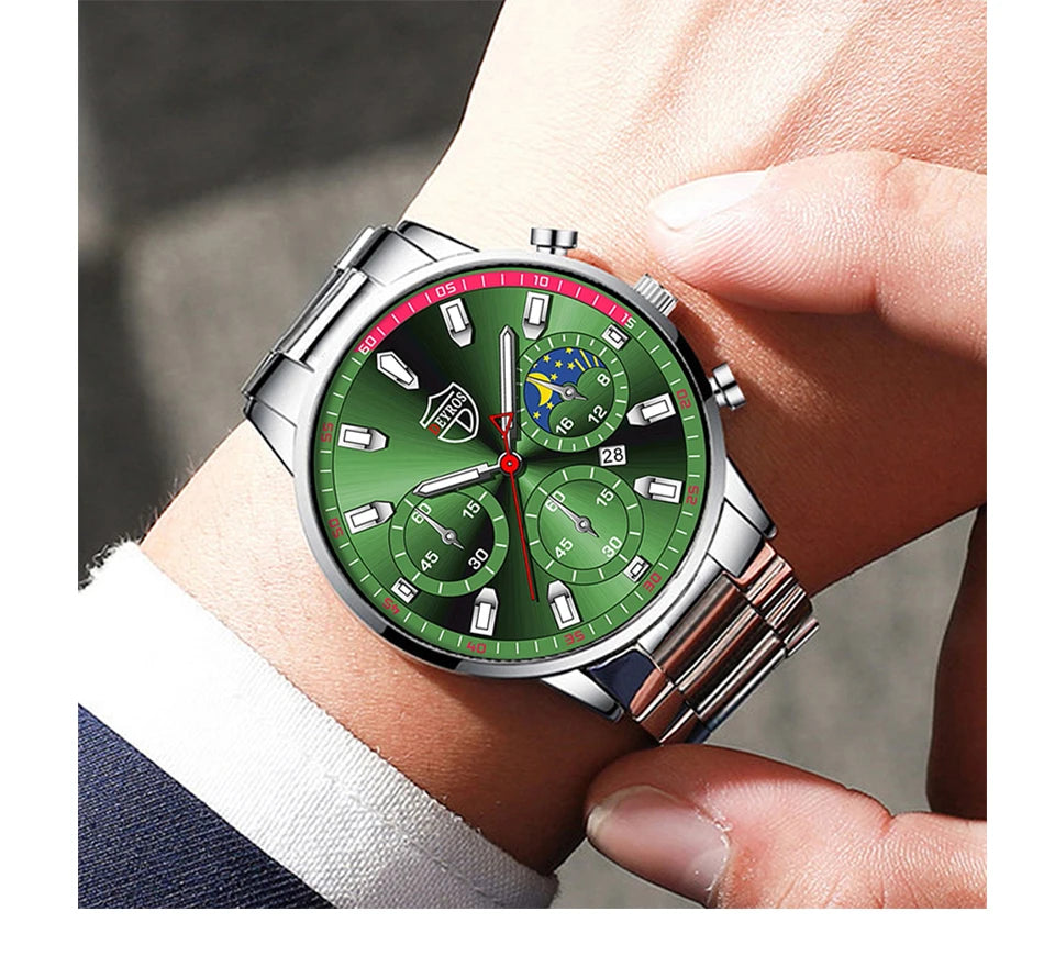 Fashion Mens Stainless Steel Watches Luxury Men Sports