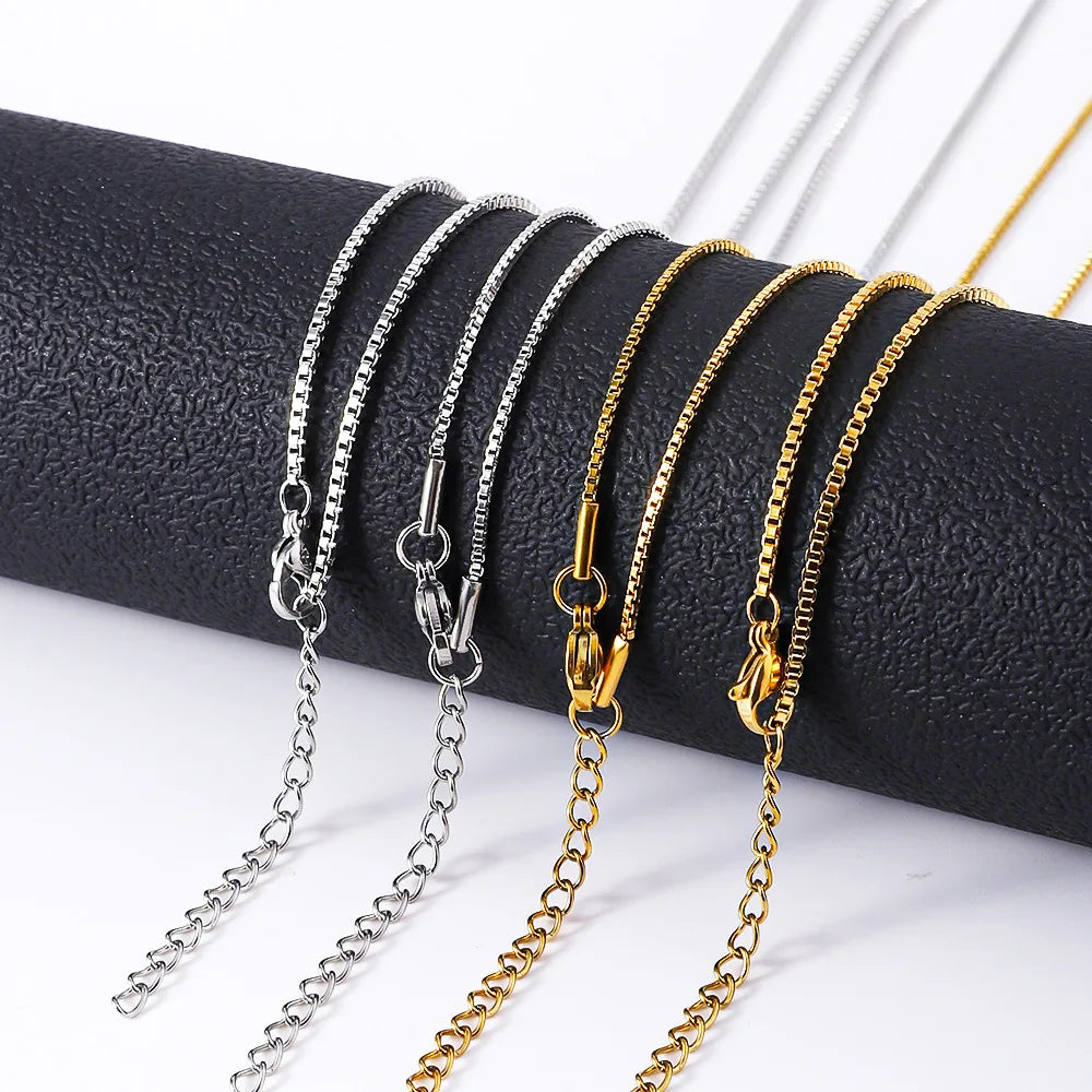 Gold Box Chain Necklace for Men