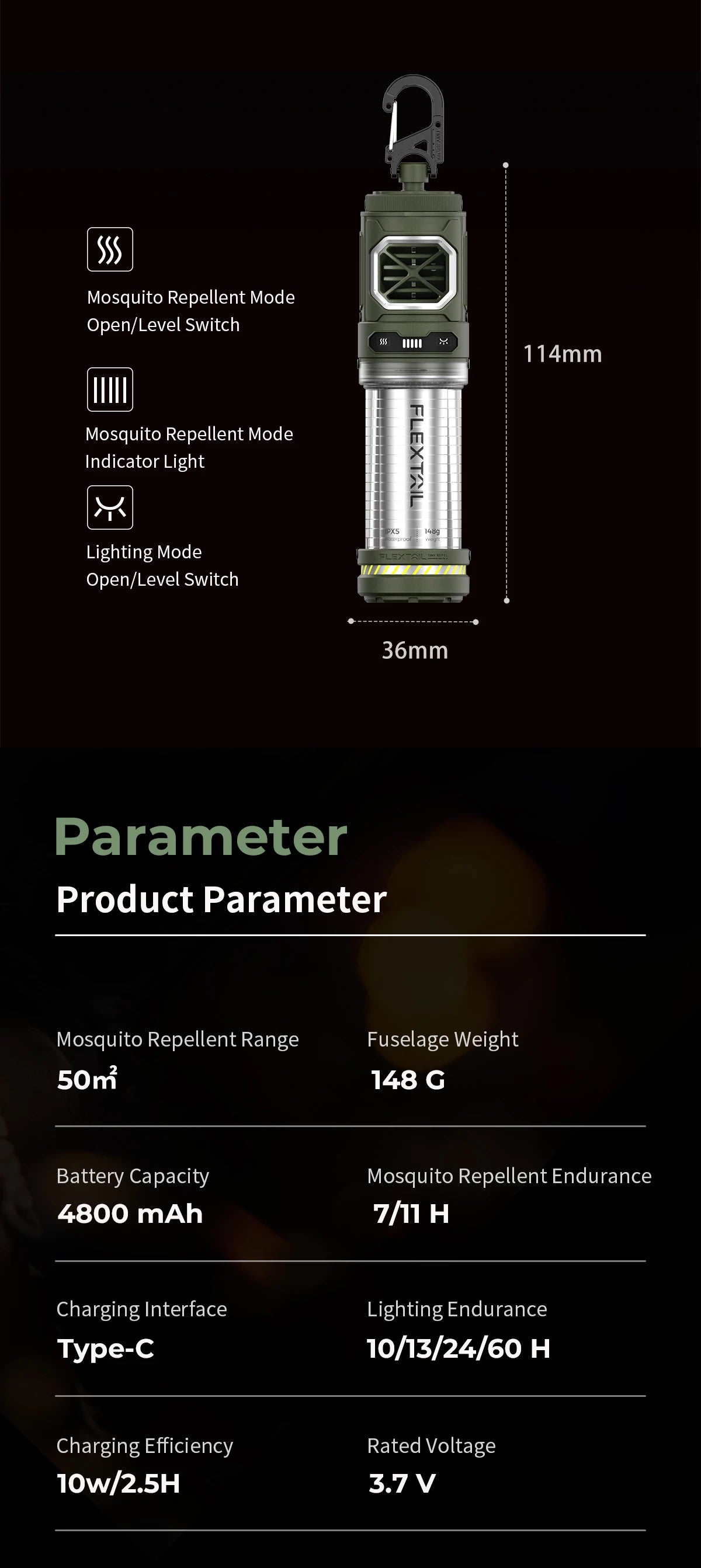 Flextailgear Tiny Repel – Mosquito Repellent & Camping Lamp