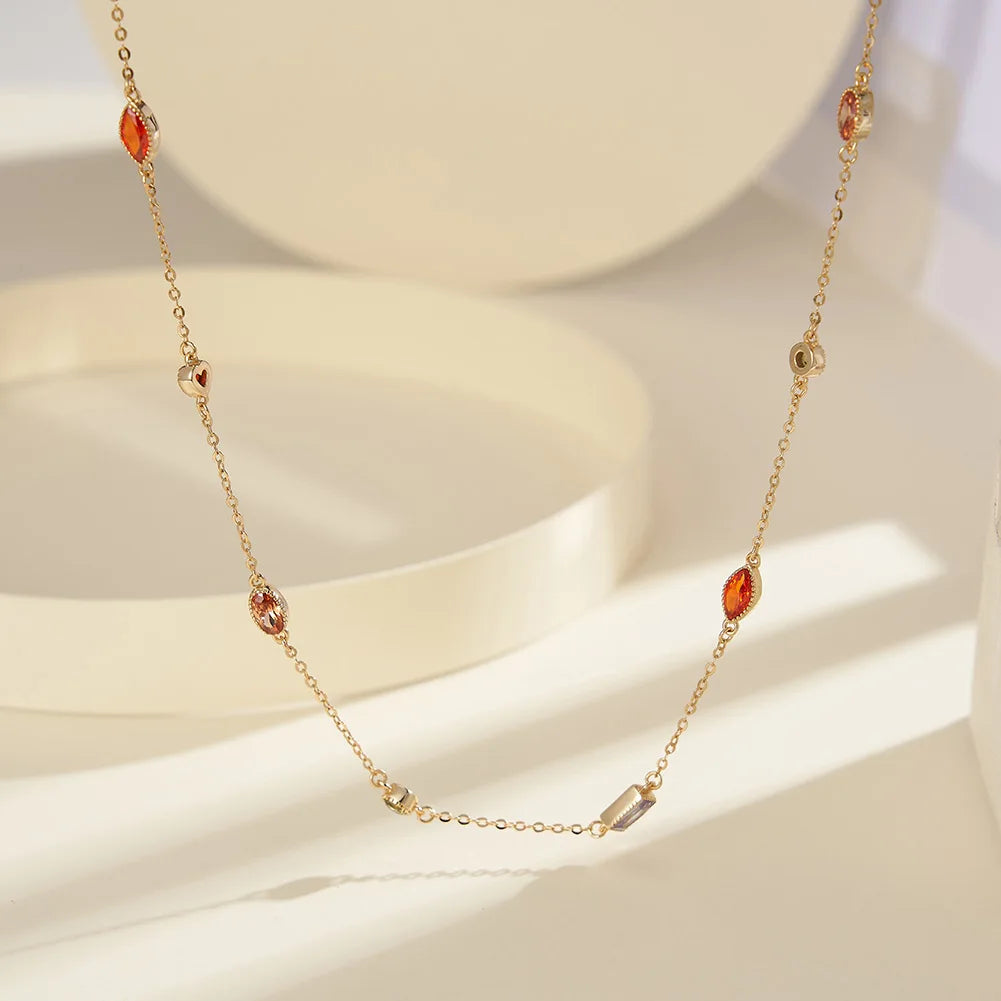 925 Silver Multi-Color Zirconia Necklace