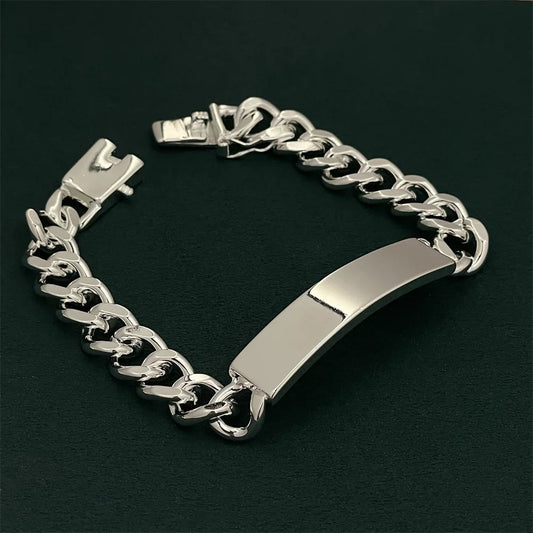 “10mm Cuban Chain 925 Silver Bracelet”