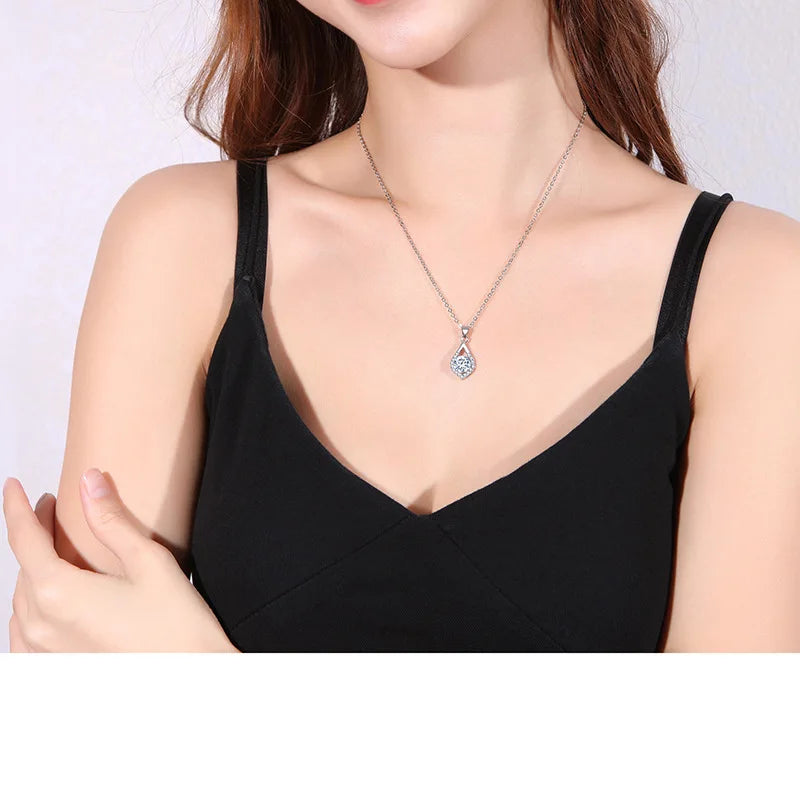 925 Silver Blue Zircon Necklace & Earring Set