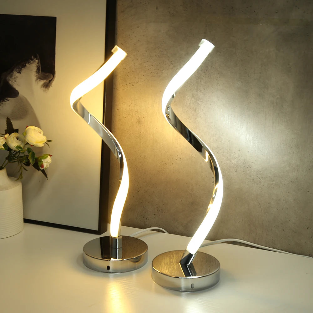 "Modern LED Spiral Table Lamp