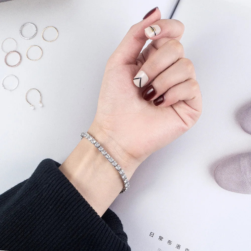 “Lihong S925 Silver Zirconia Tennis Bracelet 4mm