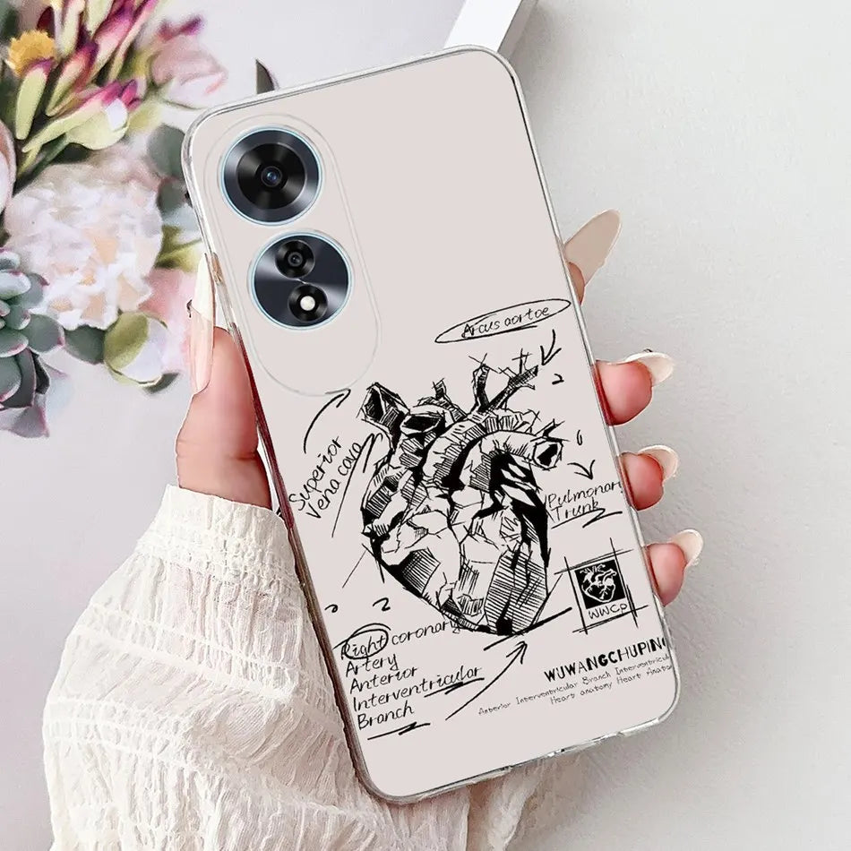Elegant Floral Cat TPU Cover – OPPO A60