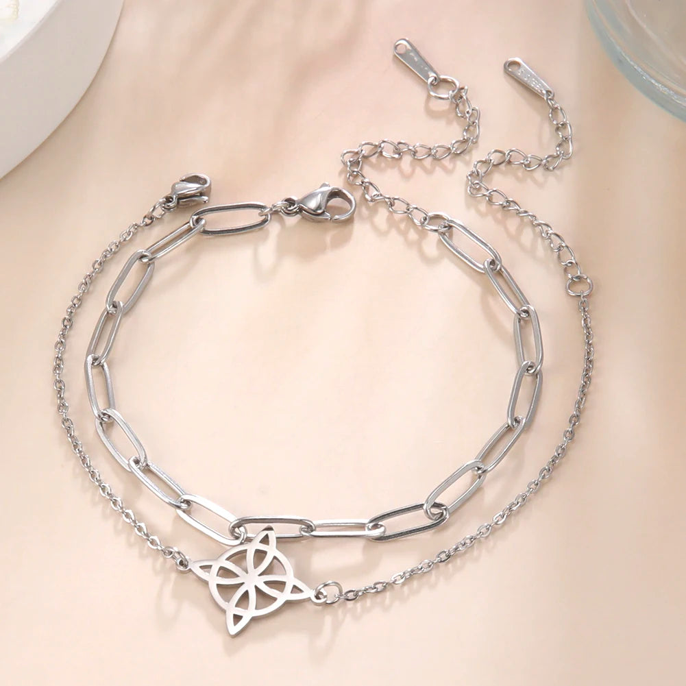 Lucktune Witch Knot Anklet, Silver Stainless Steel