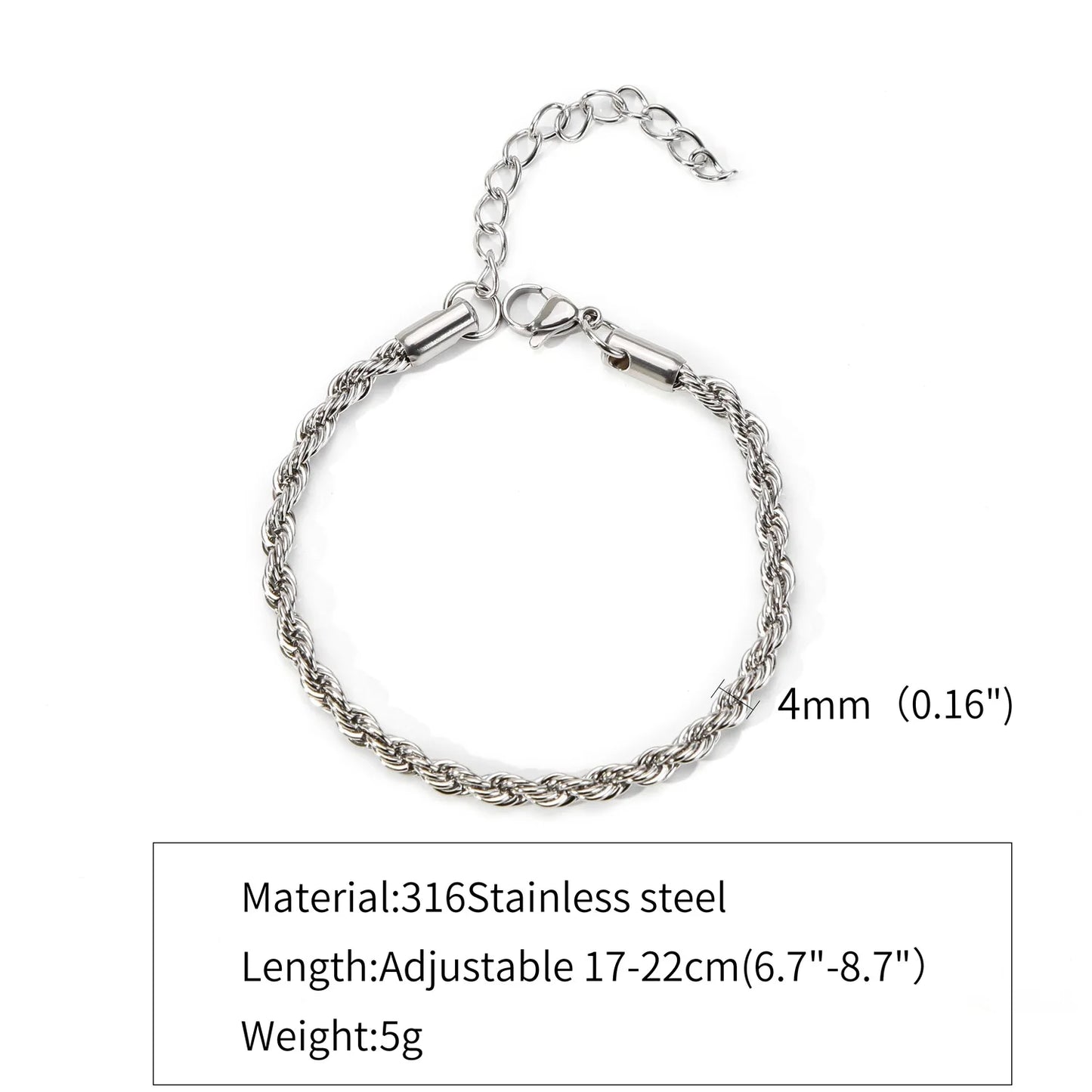 Silver Twist Chain Bracelet Men