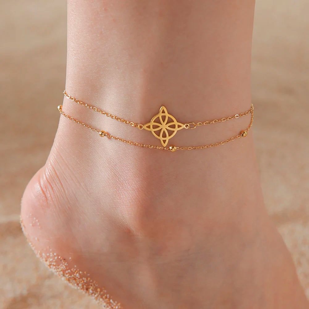 Lucktune Witch Knot Anklet, Silver Stainless Steel